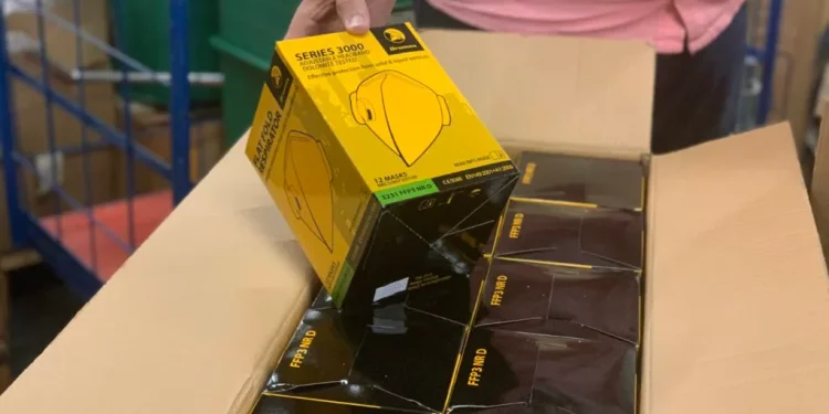 Una de las partidas de mascarillas que recibió el Govern en pandemia de Covid en una imagen de archivo. Fuente Caib