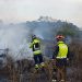 Los bomberos apagan el incendio agrícola en la zona de Can Guasch. Fotos: Bombers d'Eivissa