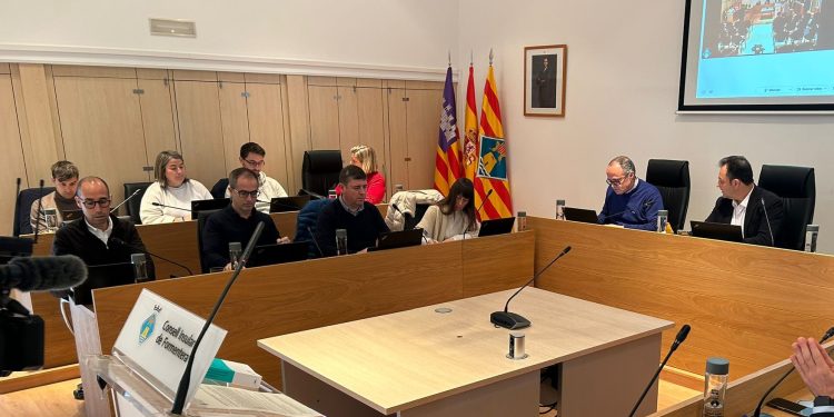 El equipo de Gobierno de Sa Unió, a la izquierda, y el presidente, a la derecha, en un pleno de la institución. Foto: Consell Insular de Formentera