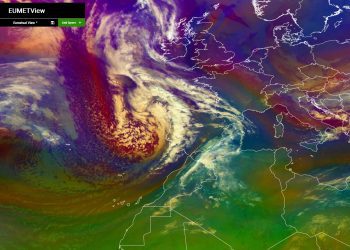 Mapa de la borrasca en camino hacia Baleares. Aemet