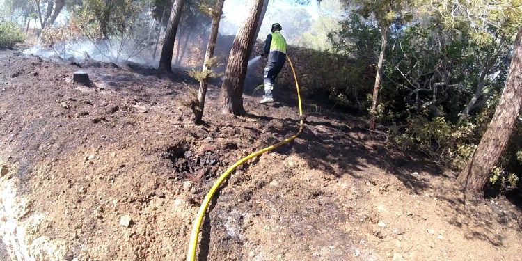 Trabajos de extinción. Fotos: Bombers d'Eivissa