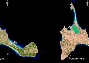 Clicka sobre la imagen para verla completa. A la izquierda, hace un año y a la derecha el pasado 2 de marzo. Sentinel2