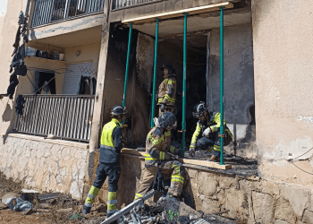 Imagen del estado en el que ha quedado uno de los balcones afectados. FOTO: @bombersdeivissa