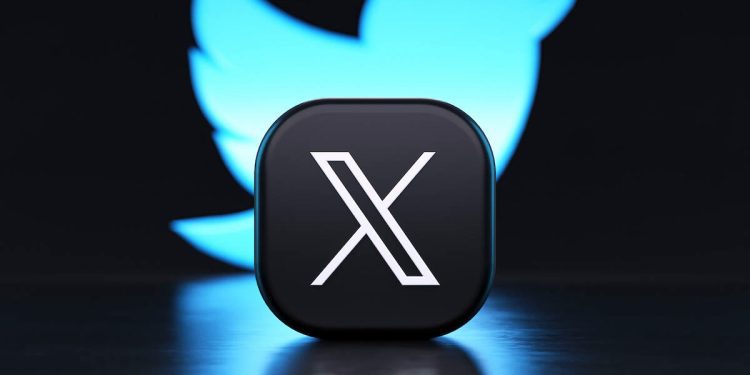 Valencia, Spain - July, 2023: X app logo in front of the Twitter blue bird symbol background in 3D rendering. X is the new name and logo of the social network Twitter owned by Elon Musk