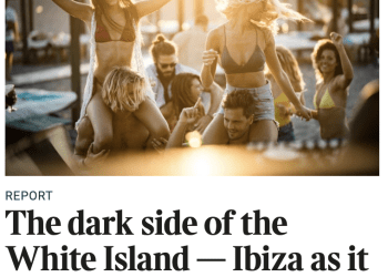 Captura de la 'home' de The Times con el reportaje sobre el lado oscuro de Ibiza.