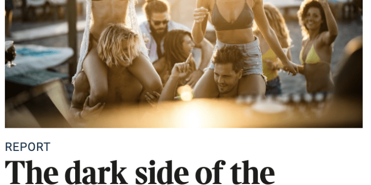 Captura de la 'home' de The Times con el reportaje sobre el lado oscuro de Ibiza.