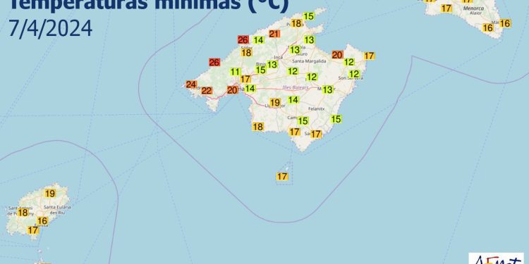 Temperaturas mínimas altísimas la noche del sábado al domingo en las islas. Aemet
