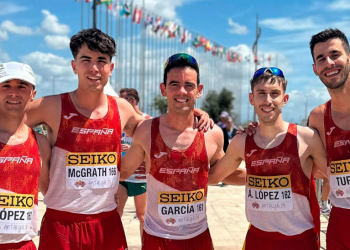 Marc Tur, a la derecha de la imagen, junto al resto de sus compañeros de selección. FOTO: RTVE.