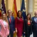 De izquierda a derecha de la imagen: Agustí Buades (dejó el grupo), Patricia de las Heras, Gabriel Le Senne, Idoia Ribas, Manuela Cañadas, Sergio Rodríguez y Maria José Verdú, del grupo Vox en el Parlament. Imagen Vox