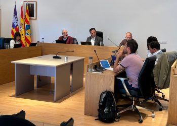 En el centro de la imagen, Córdoba durante un pleno de la institución. Foto: Consell Insular de Formentera