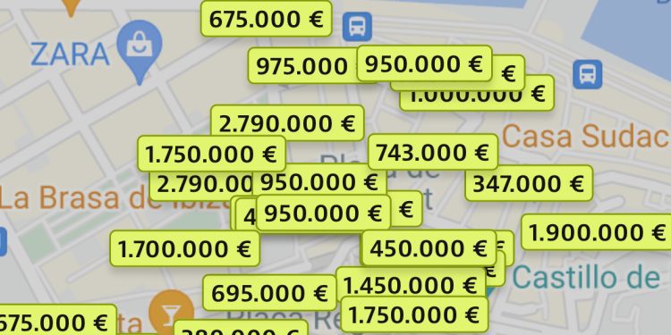Algunos precios que se pueden encontrar hoy en Idealista en el centro de Ibiza.