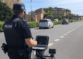 Control de velocidad de la Policía Local de Ibiza, en una imagen de archivo.