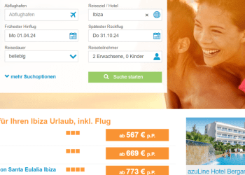 Imagen de archivo de la web de FTI, en la página de reservas de paquetes a Ibiza.
