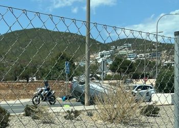 Imagen del accidente este mediodía a la altura de Cas Mut.