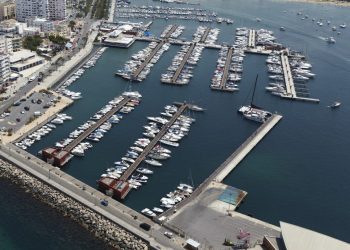 Vista aérea del puerto de Sant Antoni.