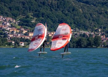 X-15 Class One Design Wingfoil Training Camp in Dongo, Lake Como, Italy. Photo by Georgia Schofield.
