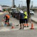 Operarios trabajando en el acceso al aparcamiento de es Pratet. Foto: PSOE de Ibiza