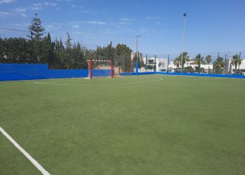 Protecciones en el campo de fútbol de Can Bonet. Foto: Ayuntamiento de Sant Antoni