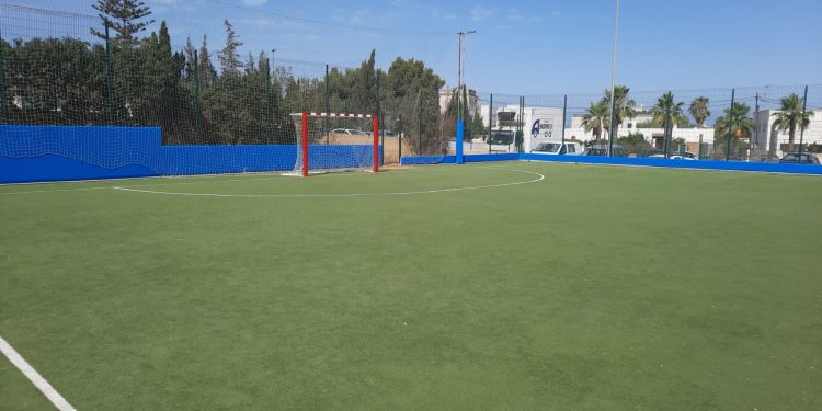 Protecciones en el campo de fútbol de Can Bonet. Foto: Ayuntamiento de Sant Antoni