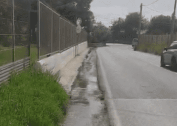 Imagen del vertido, que  continúa por el lateral de la carretera hasta un torrente.