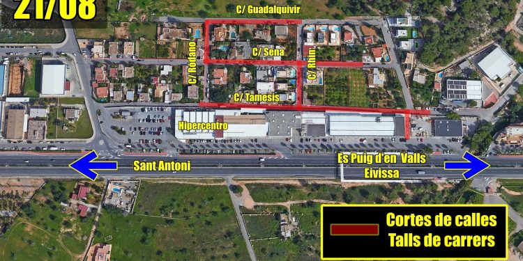 Plano elaborado por el Ayuntamiento para informar del corte de las calles.