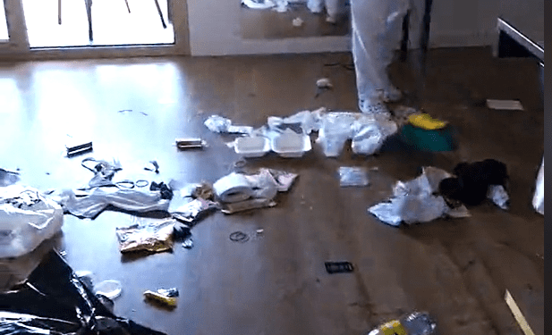 Una captura del vídeo que capta a la limpiadora encontrando una montaña de basura en un hotel de Ibiza. Crédito @yifasdeplarmas en TikTok