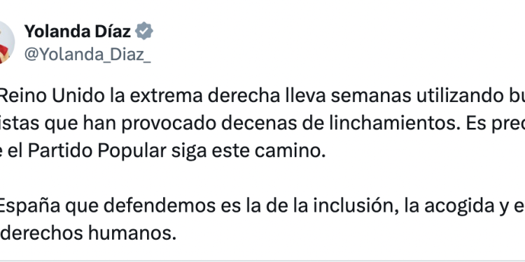 Tuit de Yolanda Díaz a Albiol.