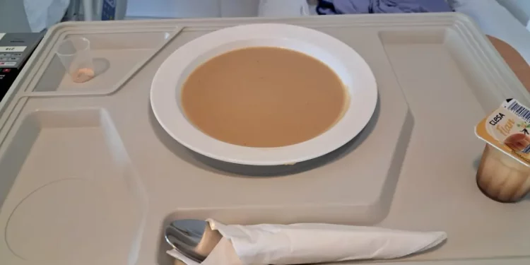 Un plato de puré de pescado de bote servido como plato único de cena, tal y como denunciaron familiares de la persona residente hace solo unos días. Foto Laura Serra