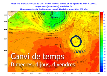 Una imagen de la Aemet que confirma una DANA sobre las islas
