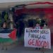 Futuro Vegetal ha enviado a dos activistas a vandalizar la entrada de Leonardo Hotels por su apoyo, afirman, al "genocidio" en Palestina.