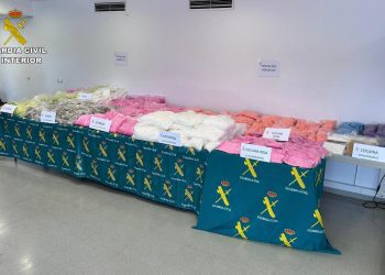 Imagen general de la droga incautada.