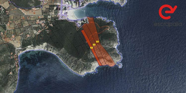 Las parcelas rústicas a subasta en Cala Llonga, Santa Eulària, en una imagen del portal Escrapalia.