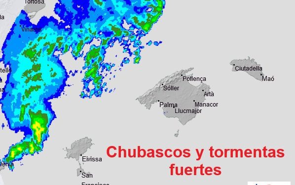 Radar de la Aemet con la tormenta aproximándose a Ibiza.
