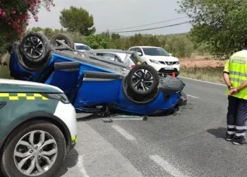 Accidente de tráfico en la carretera de Sant Josep, en una imagen de archivo.