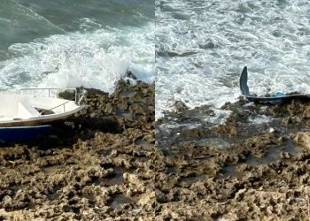 La misma patera llegada a Formentera, en dos imágenes tomadas con unos días de diferencia. Imagen Jaume Escandell