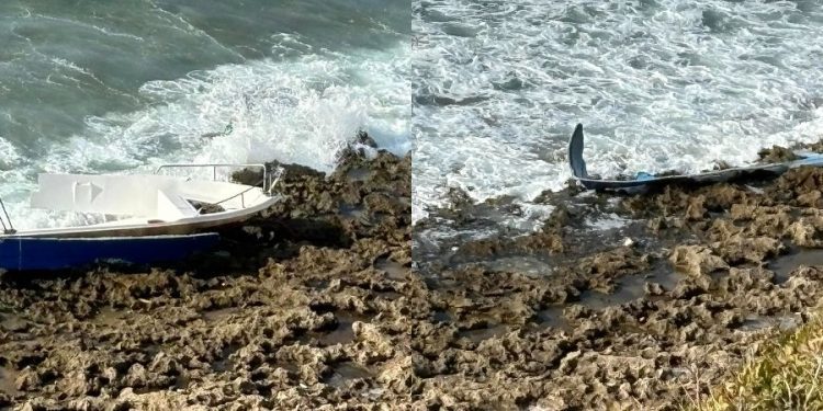 La misma patera llegada a Formentera, en dos imágenes tomadas con unos días de diferencia. Imagen Jaume Escandell