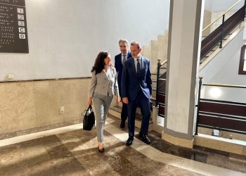 El presidente del Parlament balear, Gabriel Le Senne, en los juzgados. Foto: Vox