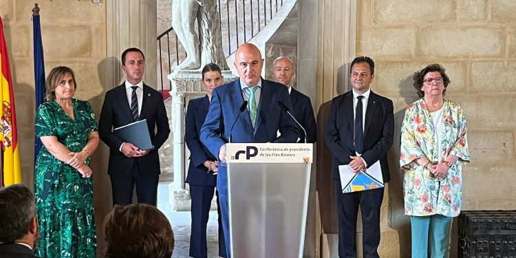 Vicent Marí, ayer durante su comparecencia en el Consell de Presidentes para hablar de migración.