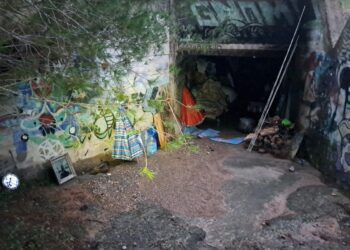 Asentamiento en el túnel de drenaje de la carretera de Sant Rafel. Fotos: Ayuntamiento de Sant Antoni