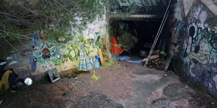 Asentamiento en el túnel de drenaje de la carretera de Sant Rafel. Fotos: Ayuntamiento de Sant Antoni