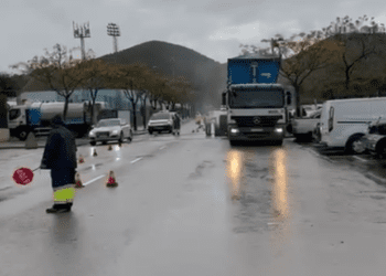 Imagen de las obras de asfaltado de esta mañana.