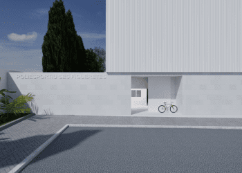 Imagen de la entrada del futuro polideportivo. Foto: Ayuntamiento de Ibiza