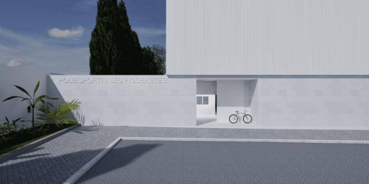 Imagen de la entrada del futuro polideportivo. Foto: Ayuntamiento de Ibiza