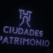 Imagen de los drones formando las palabras 'Ciudades Patrimonio'.