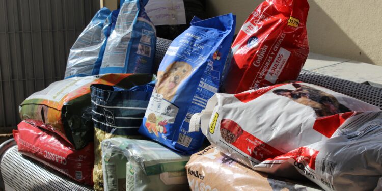 Comida y material recogido hoy. Foto: Ayuntamiento de Ibiza