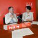 Josep Marí Ribas, 'Agustinet' y Elena López, durante una rueda de prensa en el PSOE.