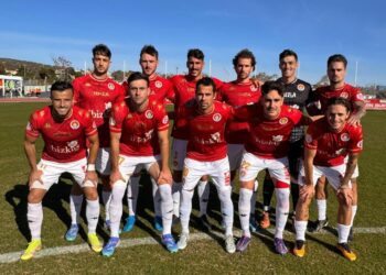 Imagen de la SD Ibiza antes del partido de hoy en el Estadio Sánchez y Vivancos. IG SD IBIZA