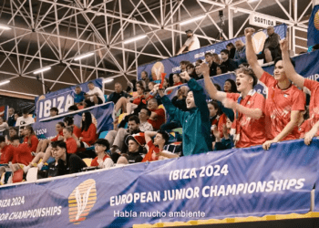 El público jaleando un partido, en una imagen del vídeo emitido en Teledeporte de TVE.
