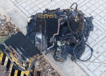 Restos calcinados del incendio. Foto Bombers  d'Eivissa