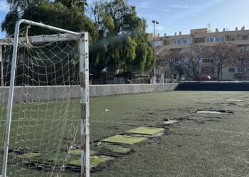 Imagen del estado de las pistas de Ses Figueretes facilitada por el PSOE.